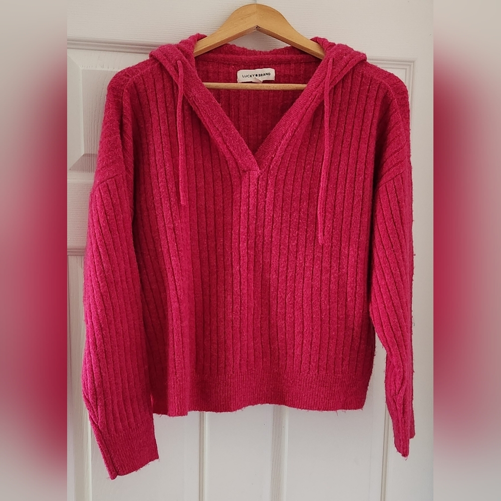 Lucky Brand Women's V-Neck Sweater in Vibrant Pink / fuschia